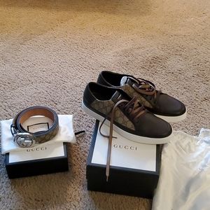 Mens size 12 Gucci sneakers Coca and Beige